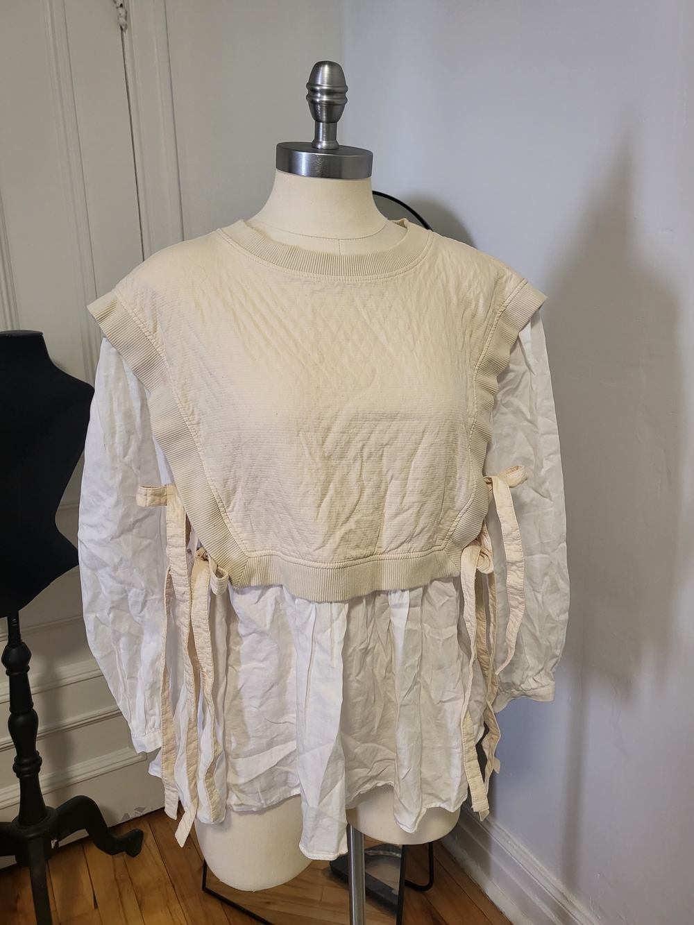 Zara Cream Layered Tie-Detail Tunic